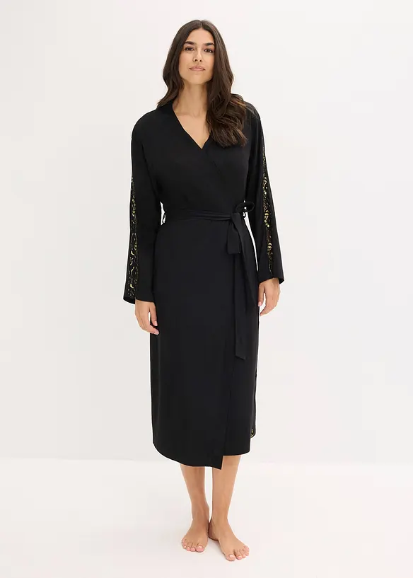 Kimonový župan s jemnou třpytivou krajkou, bonprix