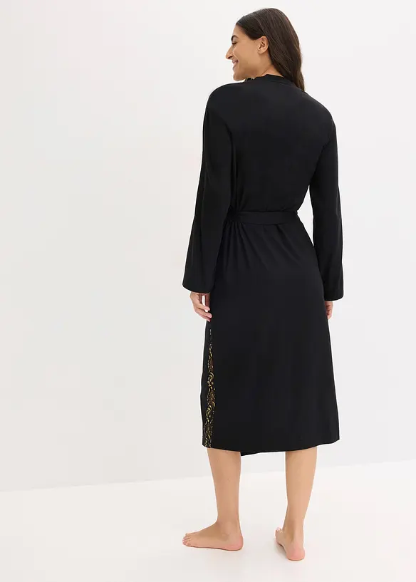 Kimonový župan s jemnou třpytivou krajkou, bonprix