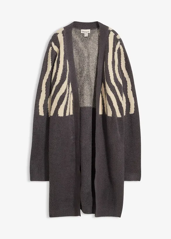 Pletený kabát se zebřím potiskem, bonprix