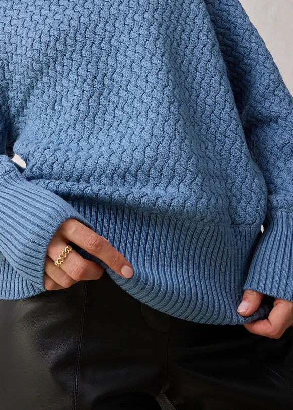 Svetr s rolákovým límcem a s vlnou merino, bonprix