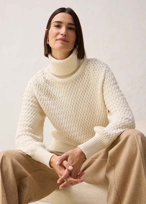 Rolákový svetr s vlnou merino, bonprix