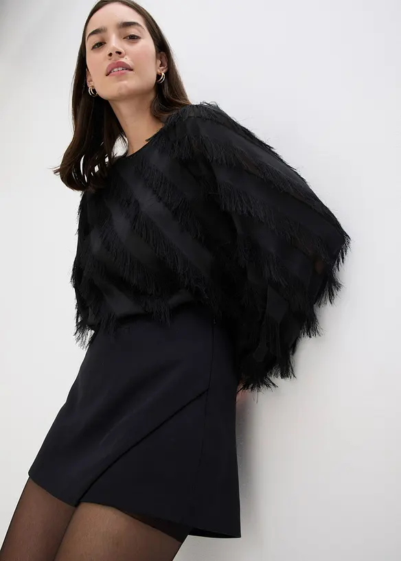 Halenka bez zapínání, s ozdobenými třásněmi, bonprix