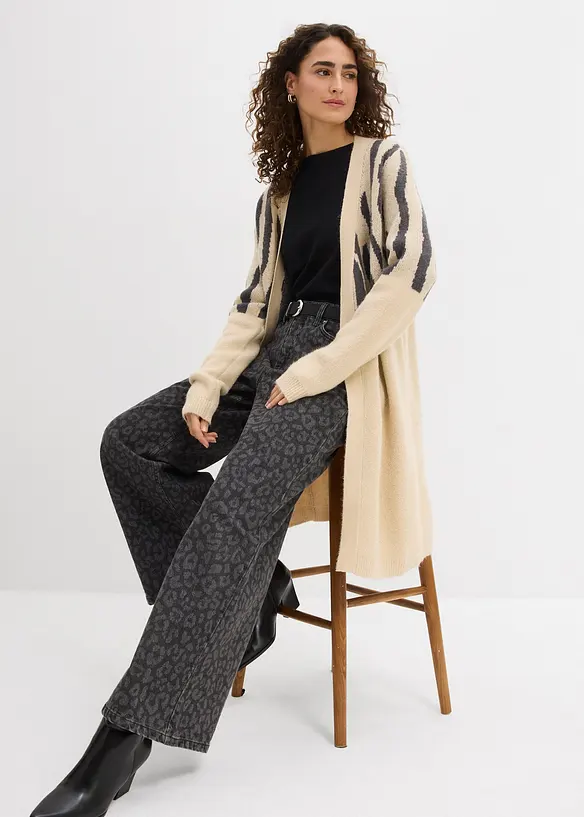 Pletený kabát se zebřím potiskem, bonprix