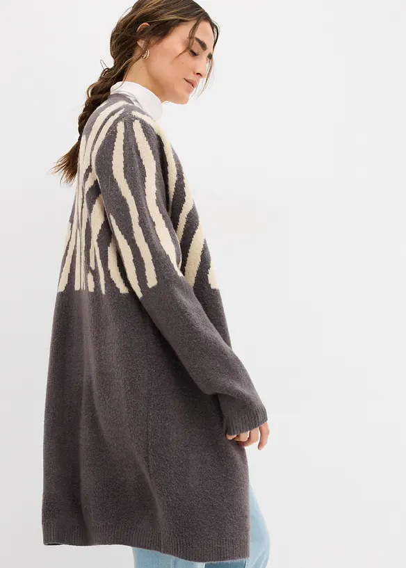 Pletený kabát se zebřím potiskem, bonprix