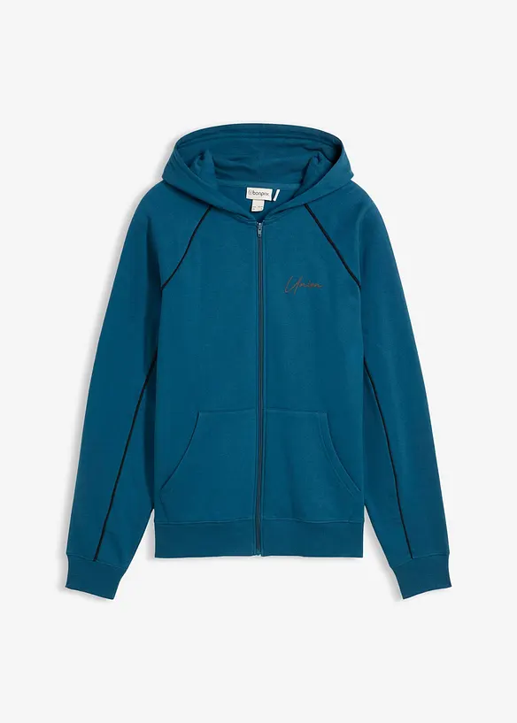 Mikina na zapínání s kontrastními detaily, z čisté bavlny, bonprix