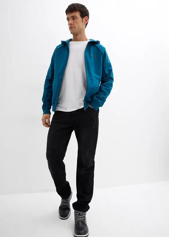 Mikina na zapínání s kontrastními detaily, z čisté bavlny, bonprix