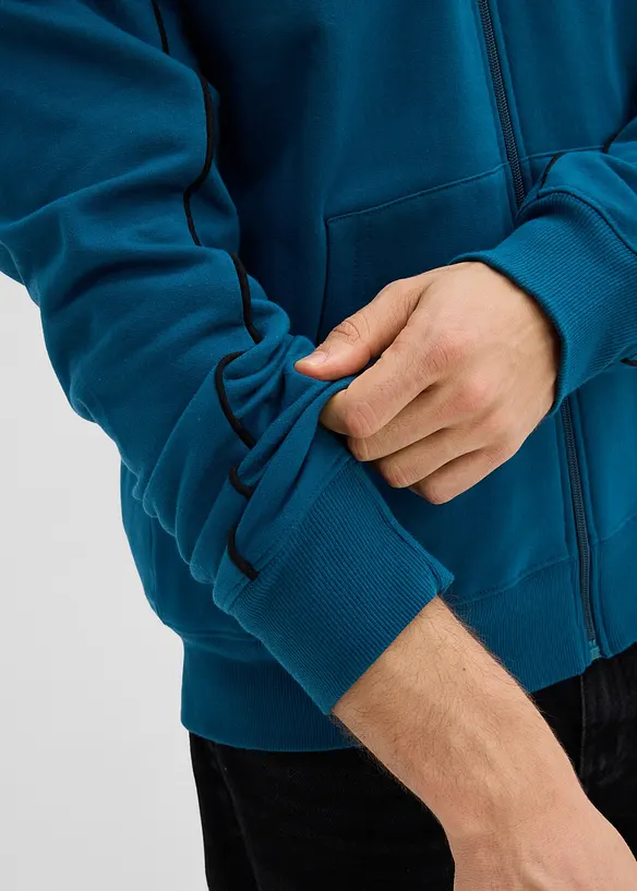 Mikina na zapínání s kontrastními detaily, z čisté bavlny, bonprix