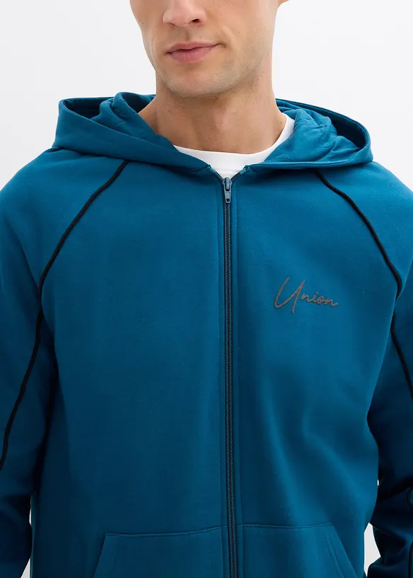 Mikina na zapínání s kontrastními detaily, z čisté bavlny, bonprix