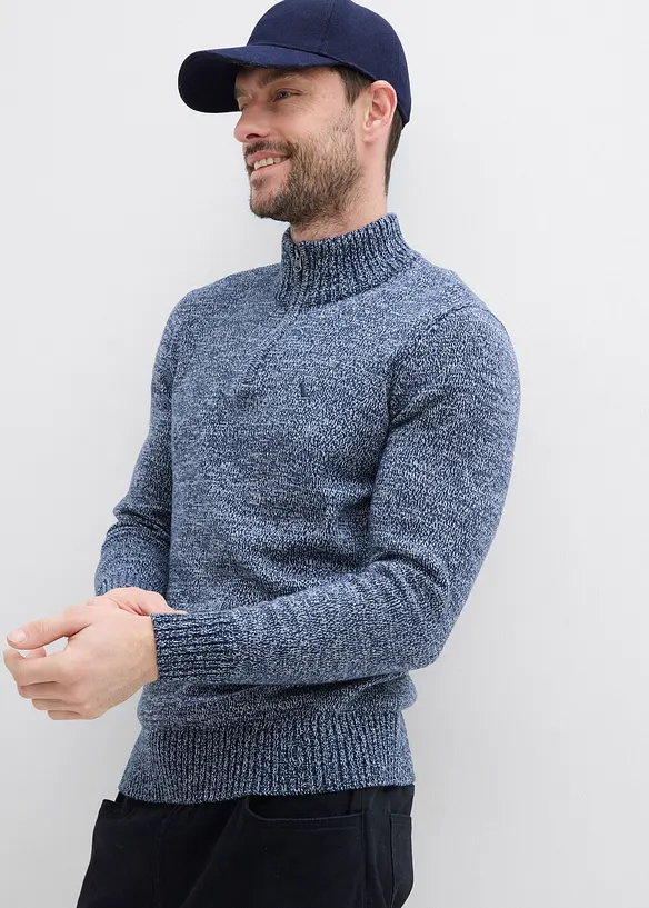 Svetr s límečkem na zip, z čisté bavlny, bonprix