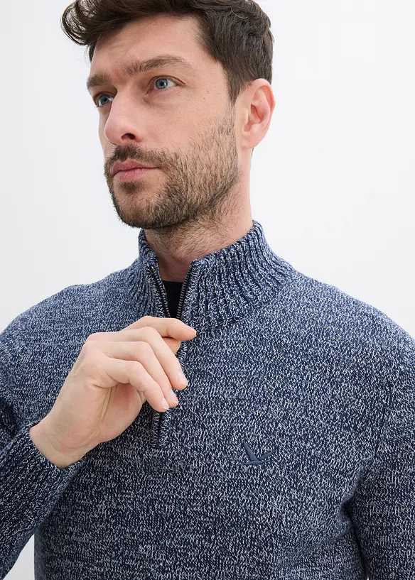 Svetr s límečkem na zip, z čisté bavlny, bonprix