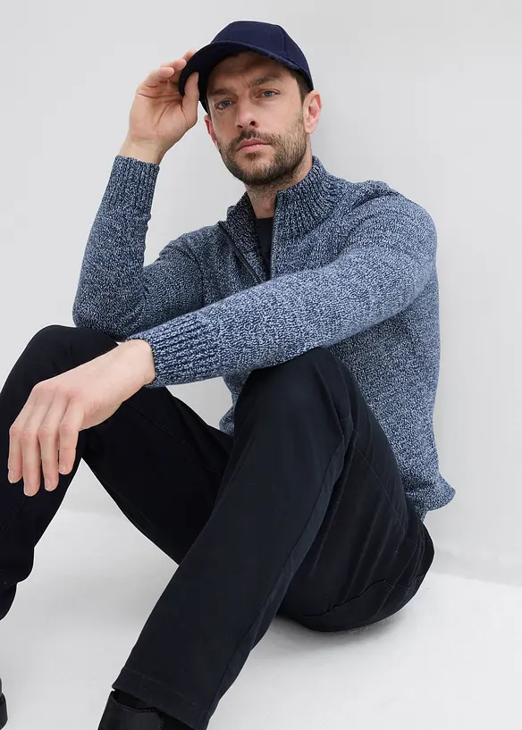 Svetr s límečkem na zip, z čisté bavlny, bonprix