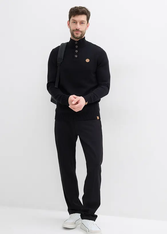 Svetr s límečkem na zapínání, z měkké bavlněné směsi, bonprix