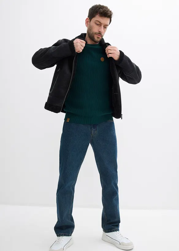 Svetr s kulatým výstřihem, z měkké bavlněné směsi, bonprix