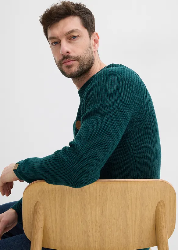 Svetr s kulatým výstřihem, z měkké bavlněné směsi, bonprix