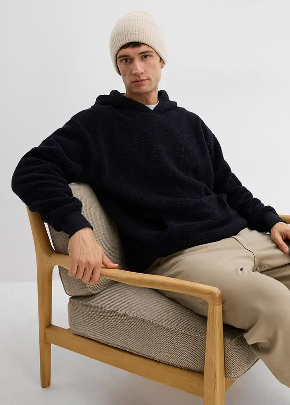 Mikina z medvídkového flísu, s bavlněnou podšívkou, Loose Fit, bonprix