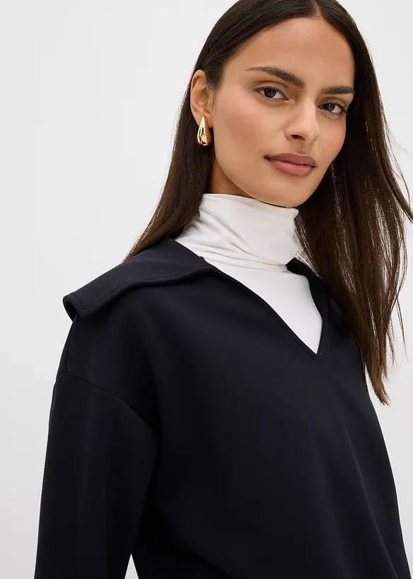 Mikina se širokým límcem, z viskózové směsi, bonprix