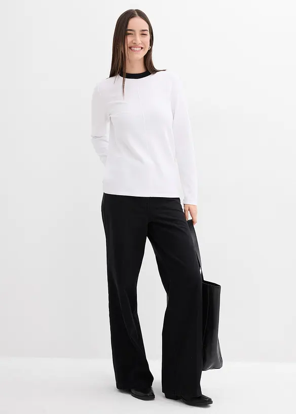 Tričko s dlouhým rukávem, z viskózové směsi, s kontrastním nízkým rolákem, bonprix