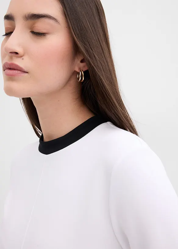 Tričko s dlouhým rukávem, z viskózové směsi, s kontrastním nízkým rolákem, bonprix