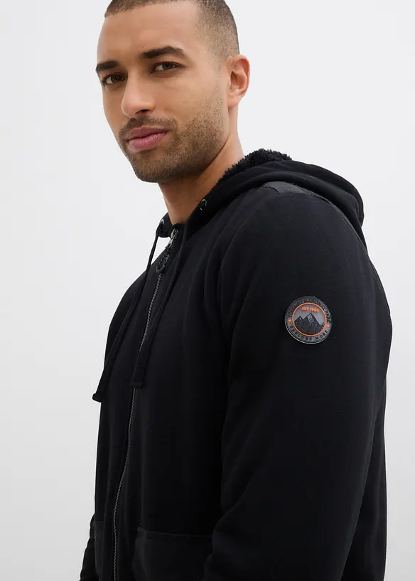 Mikina na zapínání s kapucí a plyšovou podšívkou, bonprix