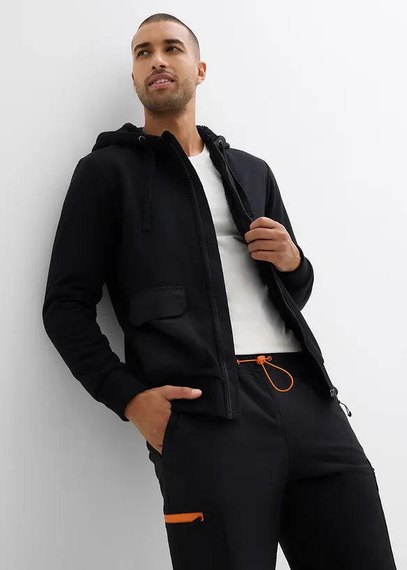 Mikina na zapínání s kapucí a plyšovou podšívkou, bonprix