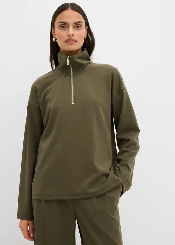 Svetr s l&iacute;mečkem na zip, z visk&oacute;zov&eacute; směsi, bonprix