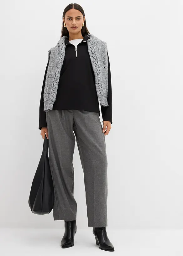 Svetr s límečkem na zip, z viskózové směsi, bonprix