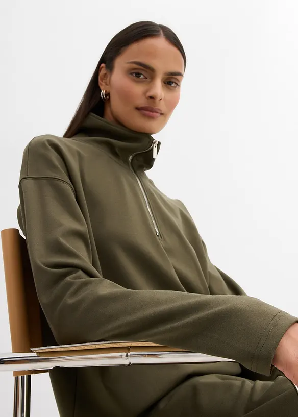 Svetr s l&iacute;mečkem na zip, z visk&oacute;zov&eacute; směsi, bonprix