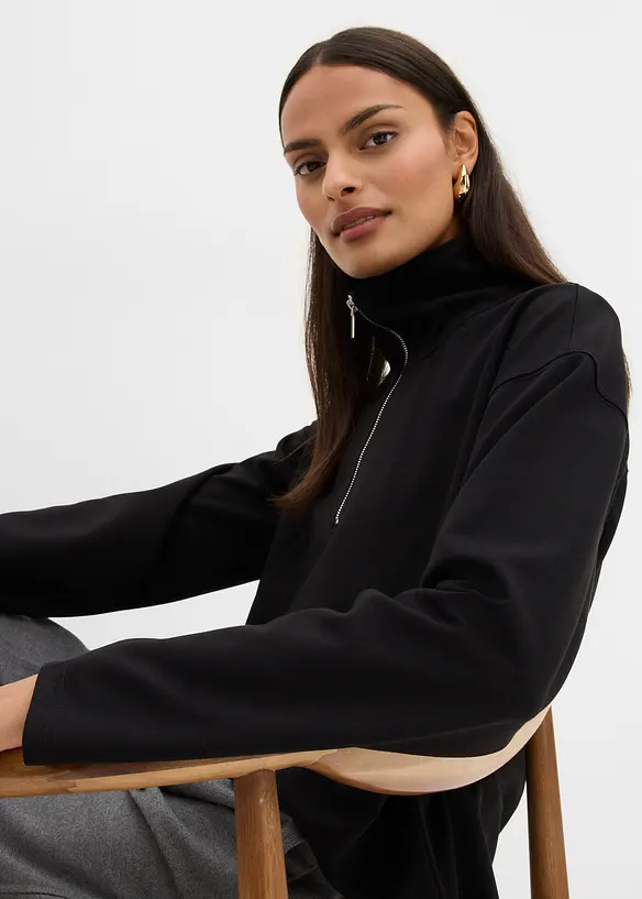 Svetr s límečkem na zip, z viskózové směsi, bonprix