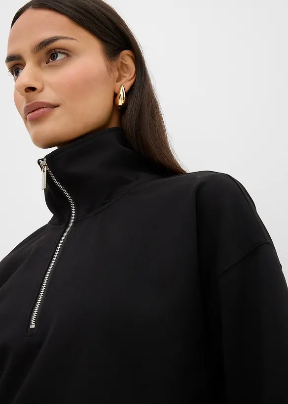 Svetr s límečkem na zip, z viskózové směsi, bonprix