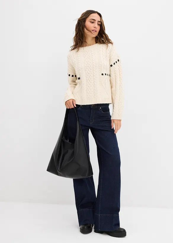 Svetr ze silnější pleteniny s copánkovým vzorem, bonprix