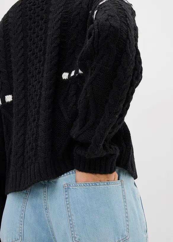 Svetr z hrubé pleteniny s copánkovým vzorem, bonprix