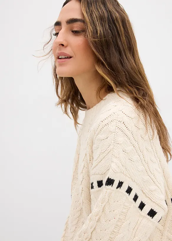 Svetr ze silnější pleteniny s copánkovým vzorem, bonprix