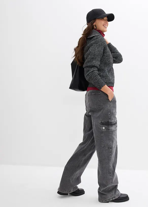 Svetr s límcem na zip, z měkké vlněné směsi, bonprix