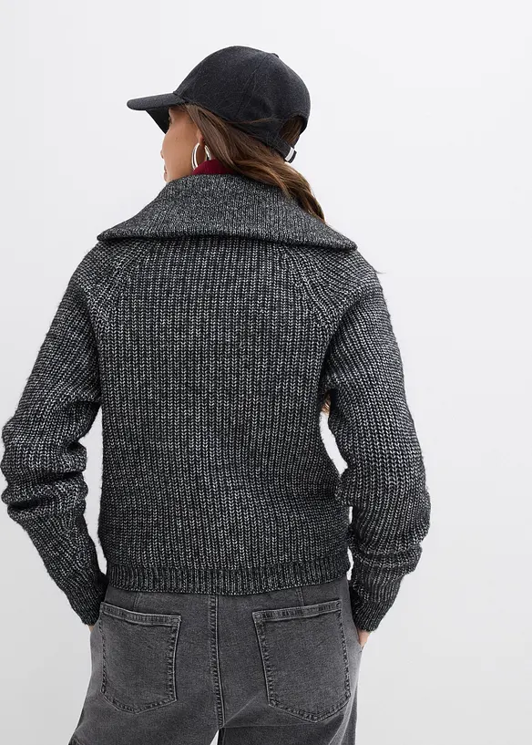 Svetr s límcem na zip, z měkké vlněné směsi, bonprix