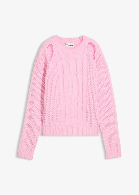 Svetr z hrub&eacute; pleteniny s cop&aacute;nkov&yacute;m vzorem, bonprix