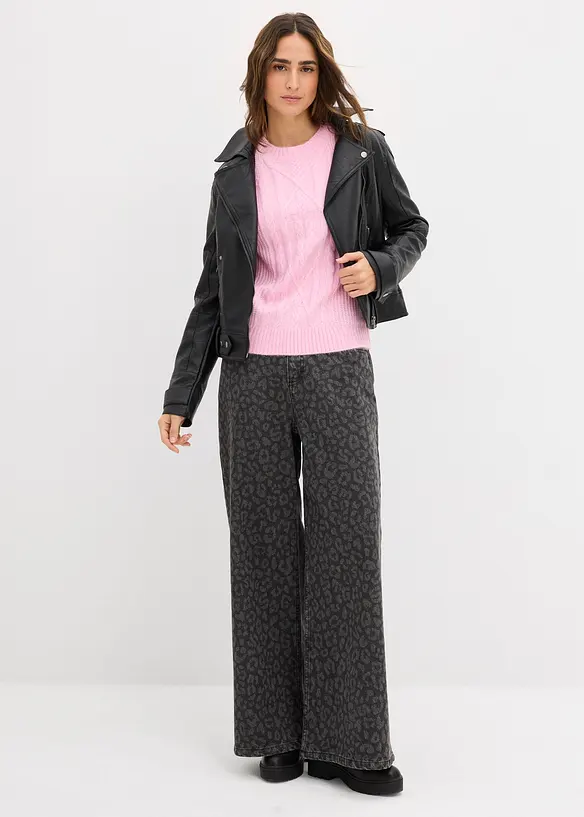 Svetr z hrub&eacute; pleteniny s cop&aacute;nkov&yacute;m vzorem, bonprix