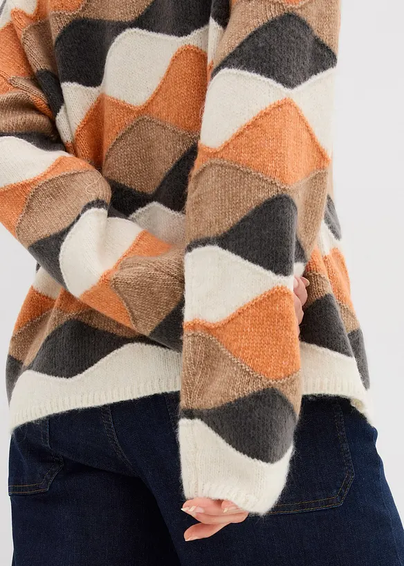 Rolákový svetr se vzorem, bonprix