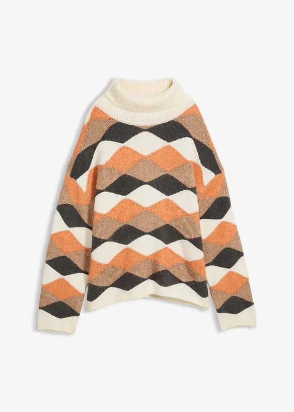 Rolákový svetr se vzorem, bonprix