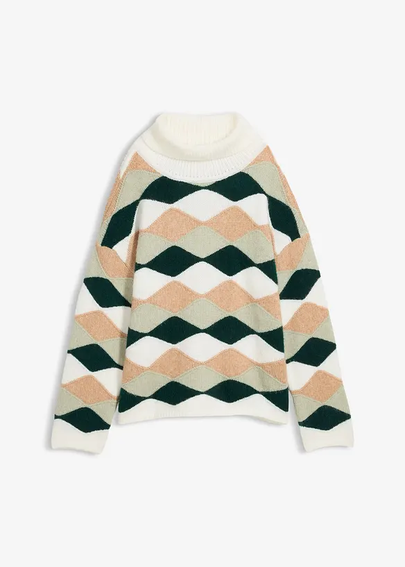 Rolákový svetr se vzorem, bonprix