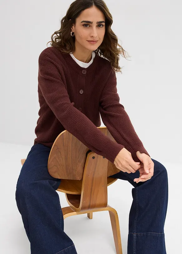 Kabátek z jemné pleteniny, s kulatým výstřihem, bonprix