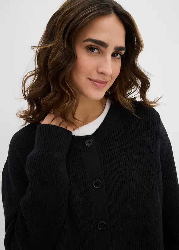 Kabátek z jemné pleteniny, s kulatým výstřihem, bonprix