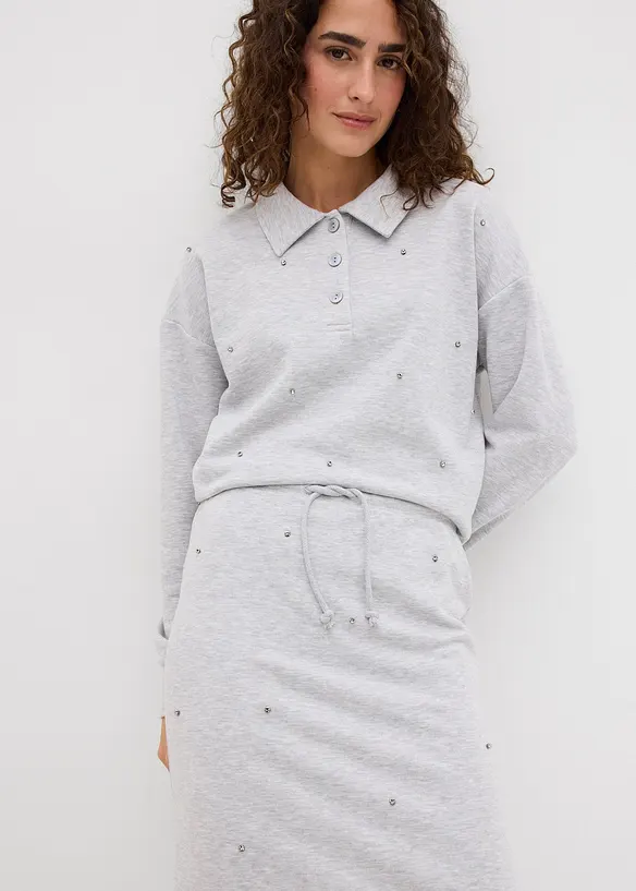 Tepláková sukně s nýtky, bonprix