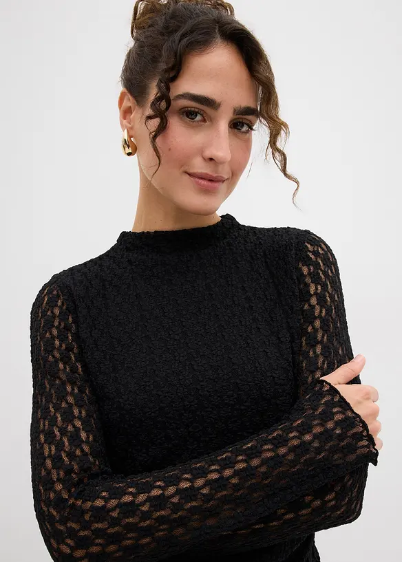 Krajkové šaty s asymetrickým spodním okrajem, bonprix