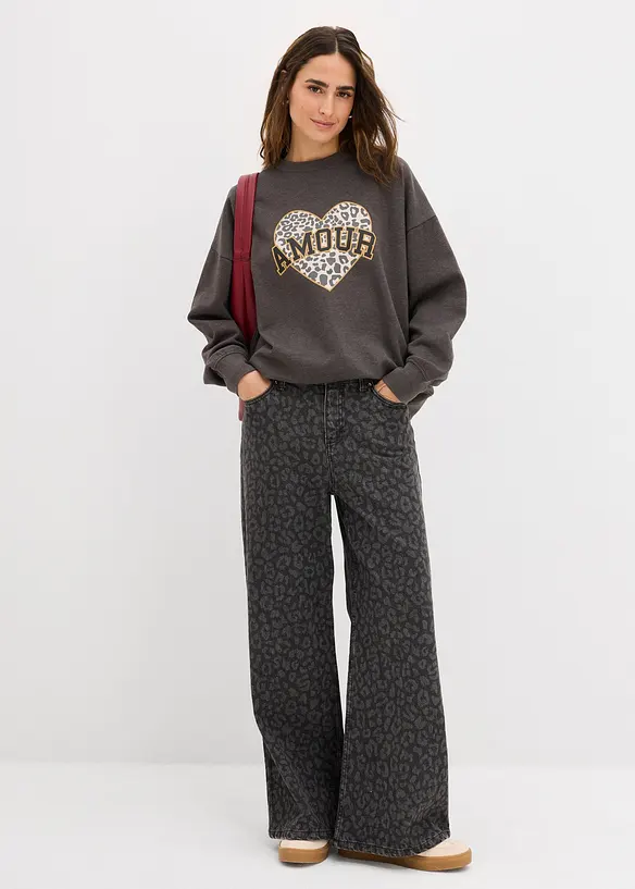 Oversize mikina z bavlněné směsi, bonprix