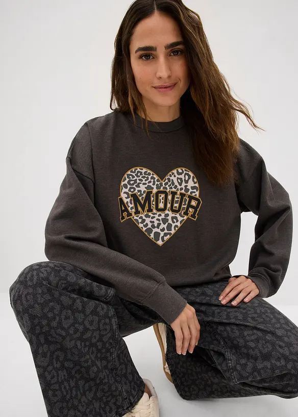 Oversize mikina z bavlněné směsi, bonprix