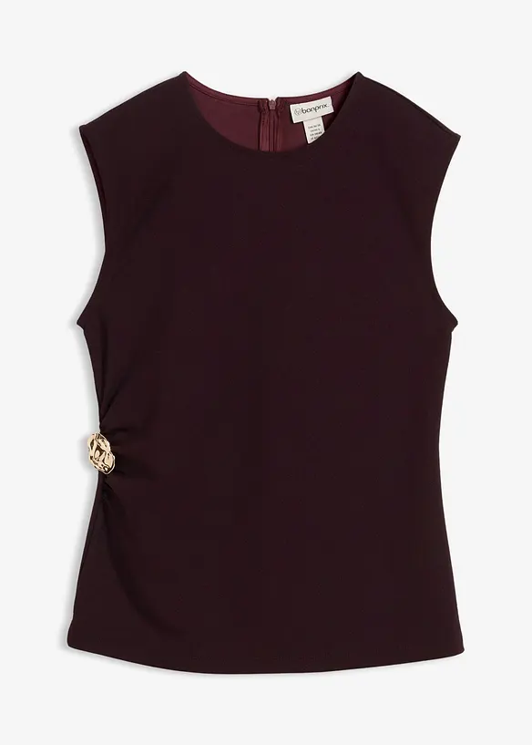 Krepový top s ozdobnou přezkou, bonprix