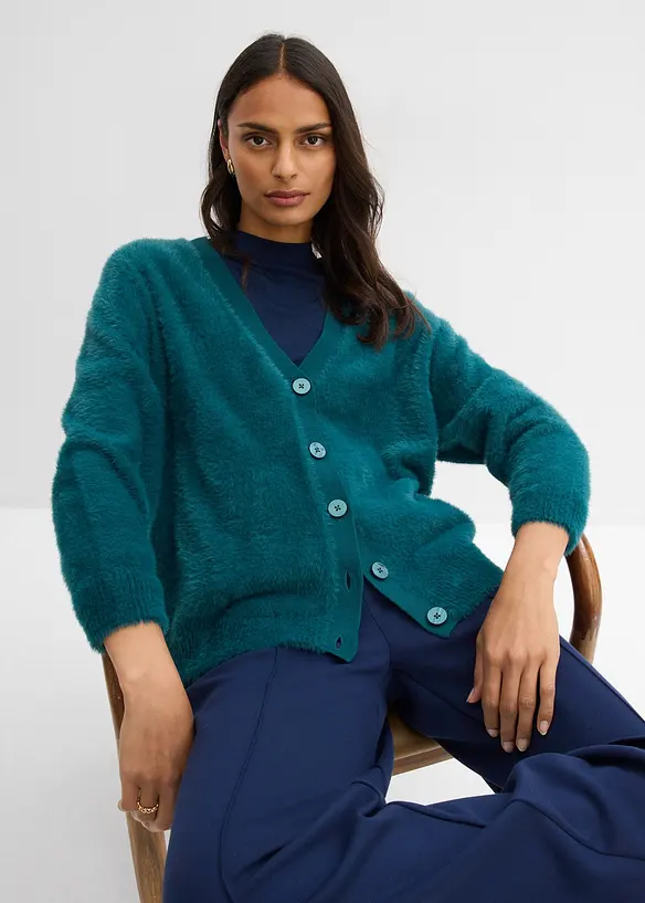 Pletený kabátek z viskózové směsi, bonprix