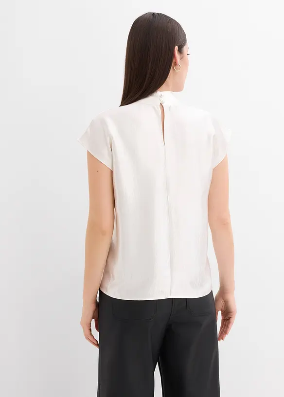 Saténový halenkový top s polovysokým límcem, bonprix