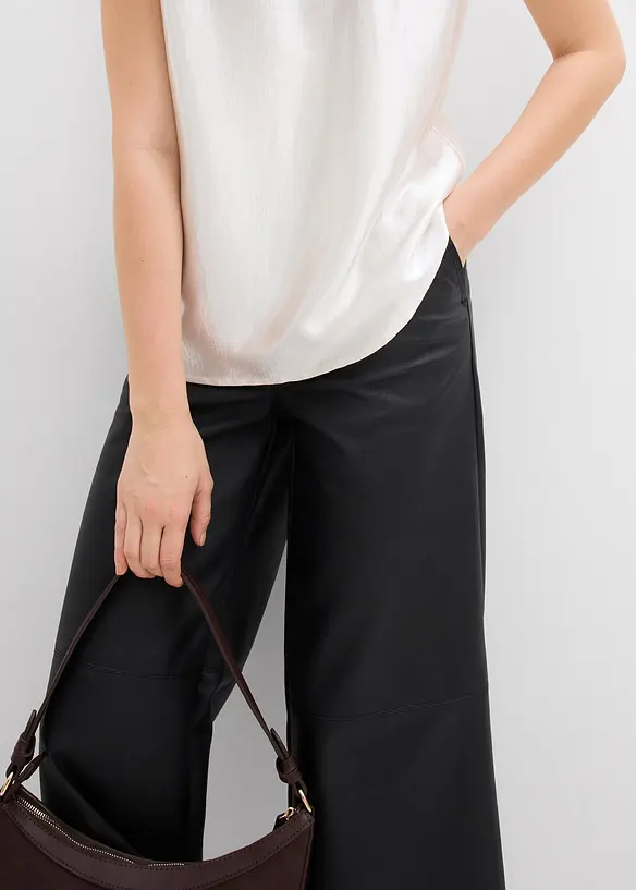 Saténový halenkový top s polovysokým límcem, bonprix