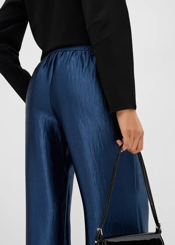 Saténované Palazzo kalhoty s pohodlným pasem, bonprix